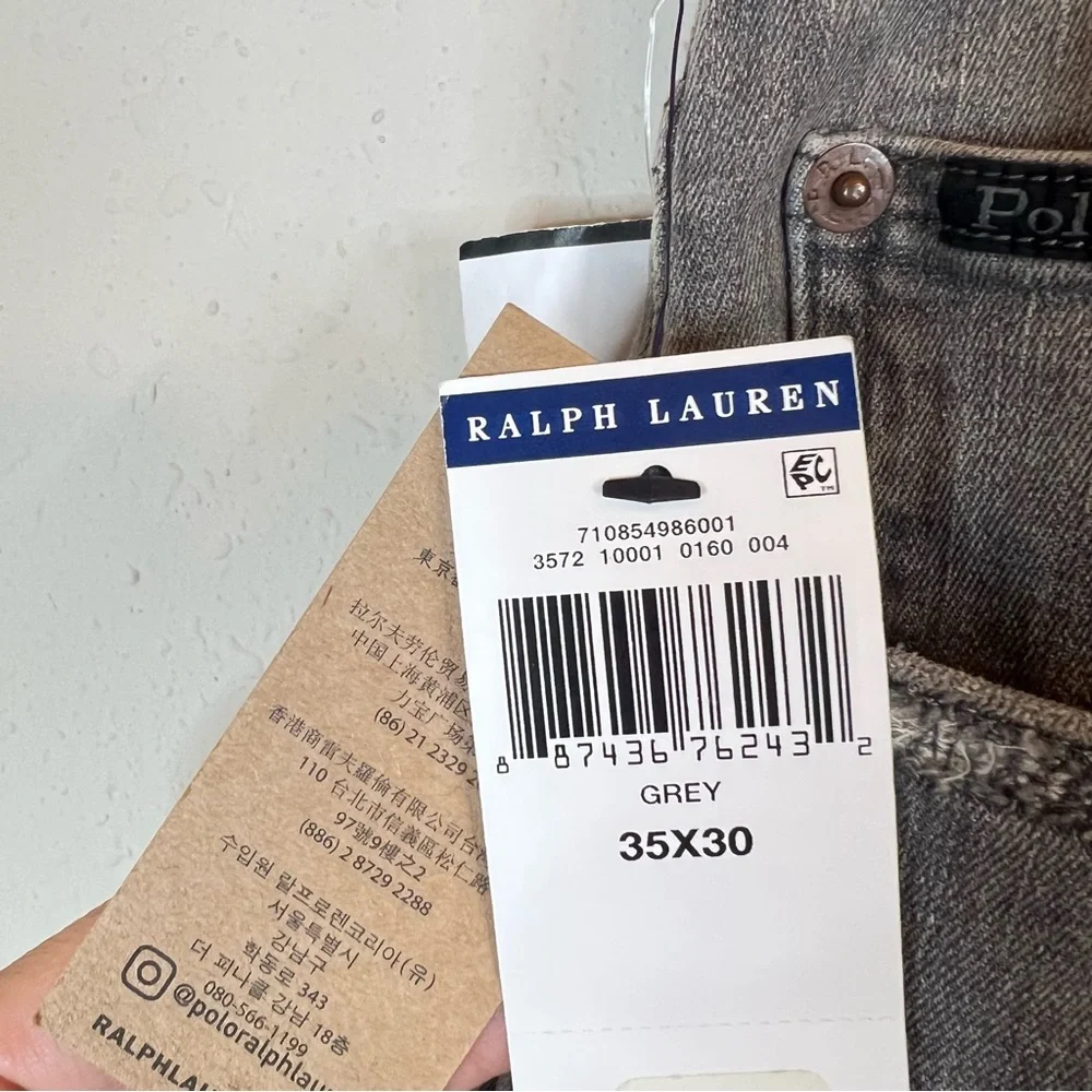 Polo Ralph Lauren Men’s The Sullivan Grey Rope Dyed Slim Jeans Size 35 NWT